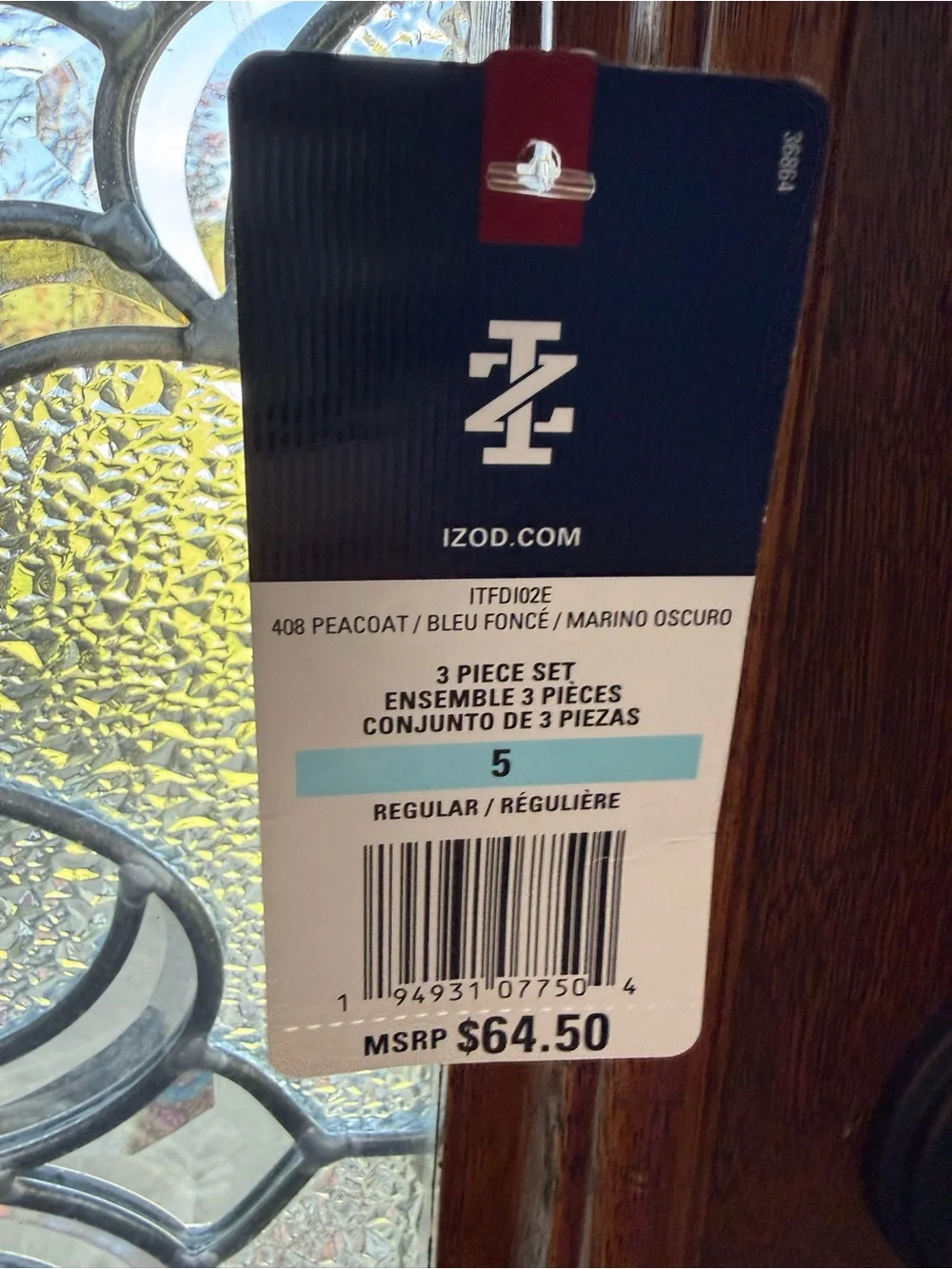 Izod Navy Striped Half-Zip Sweater with Red, White & Gray Bands set